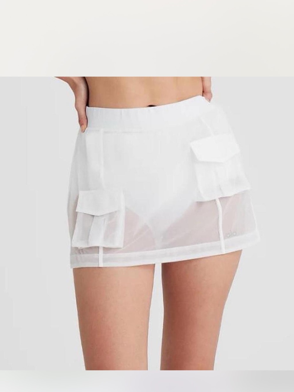 ALO Yoga White Sheer Cargo Skort
